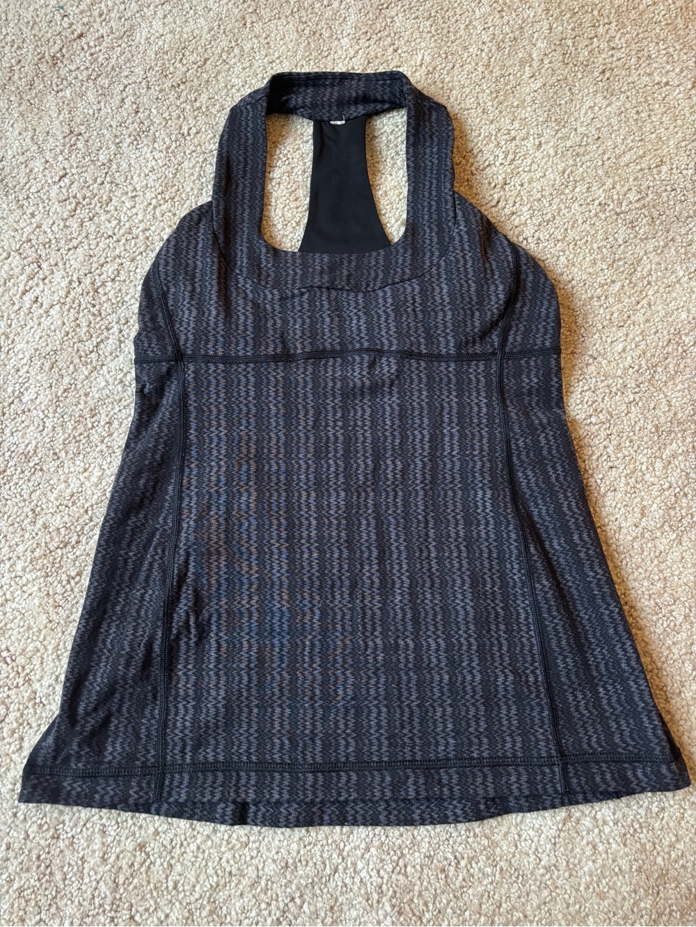 lululemon athletica Black & Gray Patterned Halter Tank